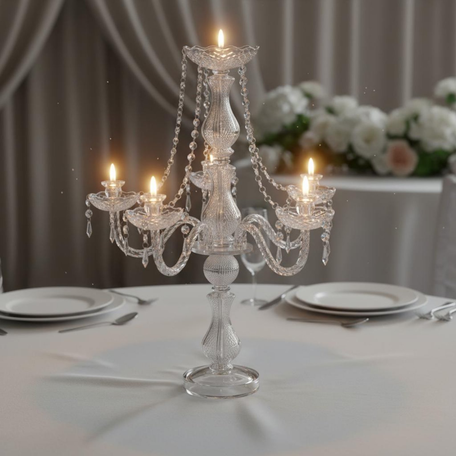 Candle Quotes - Candélabre en cristal élégant pour mariage,