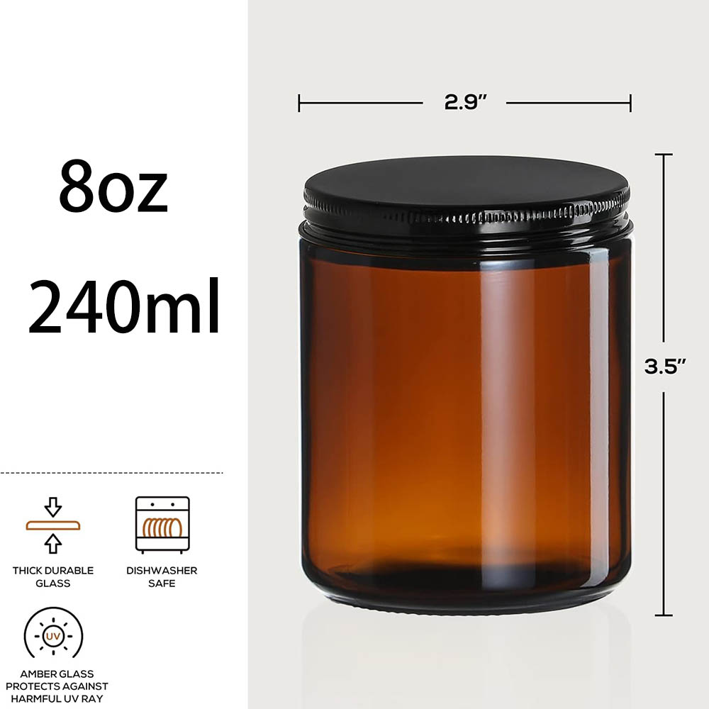 Bocaux en verre ambré de 8 oz  - Candle Zero avis et prix